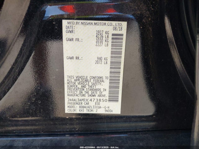 1N4AL3AP0JC473850 Nissan Altima 2.5 Sr
