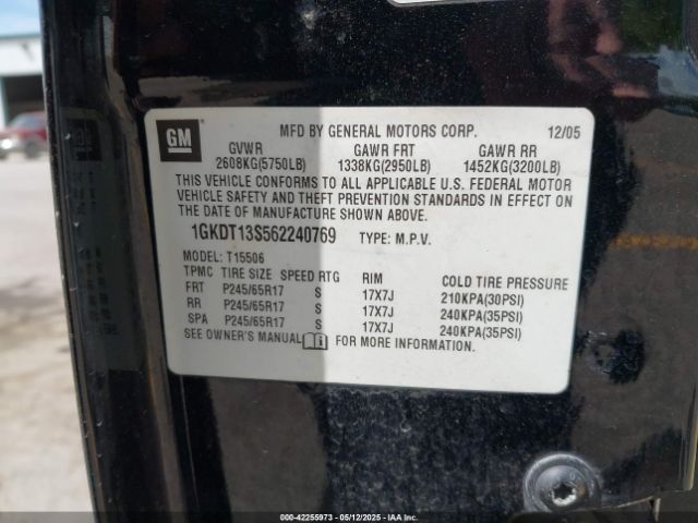 2006 GMC ENVOY 1GKDT13S562240769 Photo 8