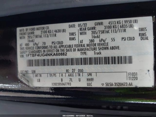 1FTBF4UG4NKA60882 Ford Transit-350 Cargo Van