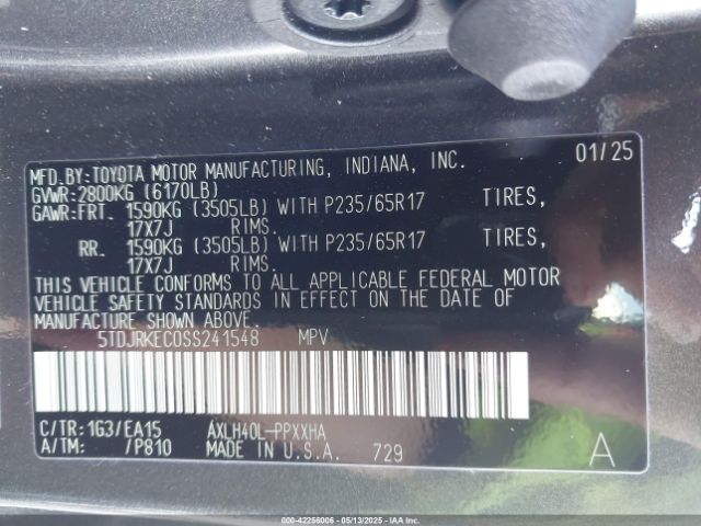 5TDJRKEC0SS241548 Toyota a25a-fxs