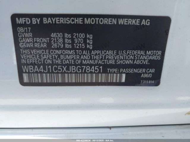 2018 BMW 430I GRAN COUPE WBA4J1C5XJBG78451 Photo 8