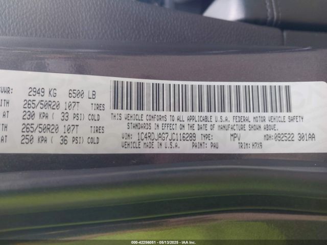 2018 DODGE DURANGO 1C4RDJAG7JC116289 Photo 8