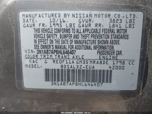 3N1AB7AP8HL646407 Nissan SENTRA SV