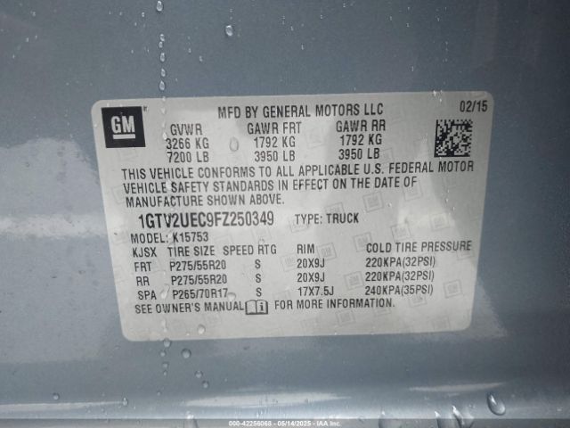 1GTV2UEC9FZ250349 GMC Sierra 1500 Sle