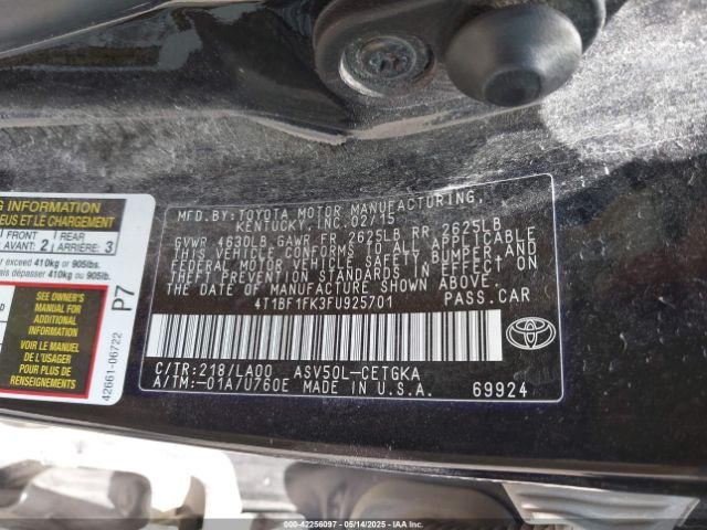 4T1BF1FK3FU925701 Toyota CAMRY XLE