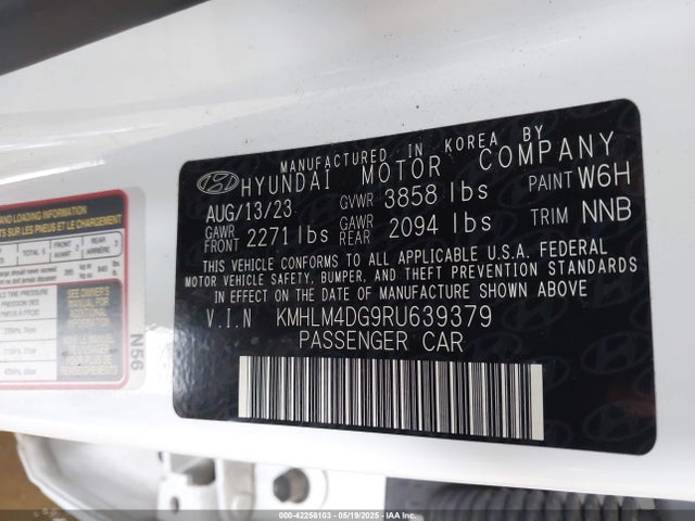 KMHLM4DG9RU639379 Hyundai mpi nu pe