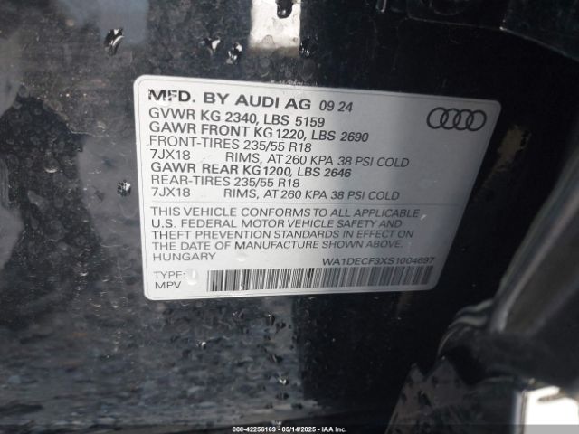 WA1DECF3XS1004697 Audi Q3 Premium 45 Tfsi S Line Quattro Tiptronic