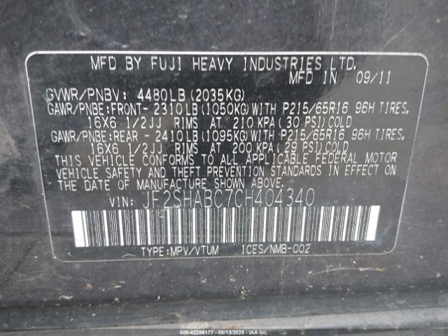 2012 SUBARU FORESTER JF2SHABC7CH404340 Photo 8