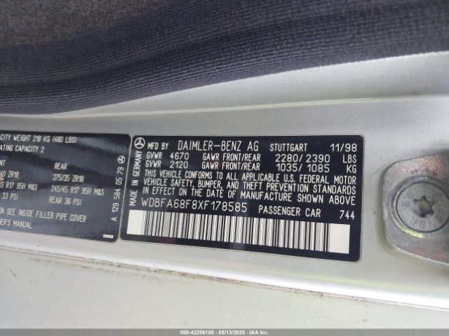 1999 MERCEDES-BENZ SL 500 WDBFA68F8XF178585 Photo 8