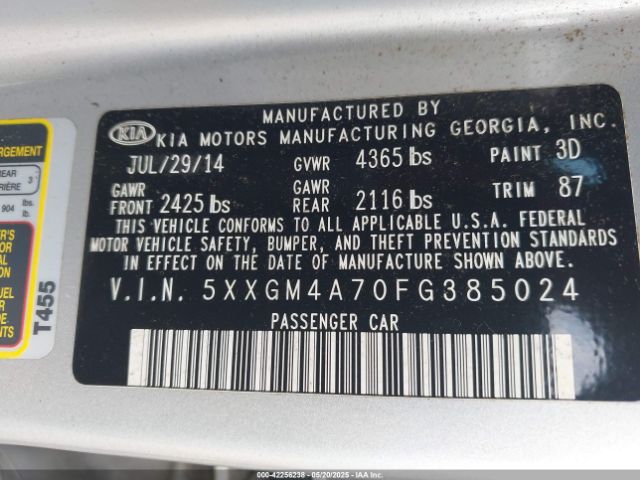 5XXGM4A70FG385024 KIA Optima Lx