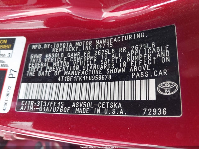 4T1BF1FK1FU958678 Toyota CAMRY SE