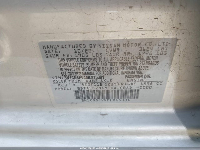3N1CN8EV4ML815301 Nissan 2021