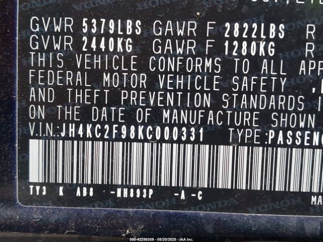 2019 ACURA RLX SPORT HYBRID JH4KC2F98KC000331 Photo 8