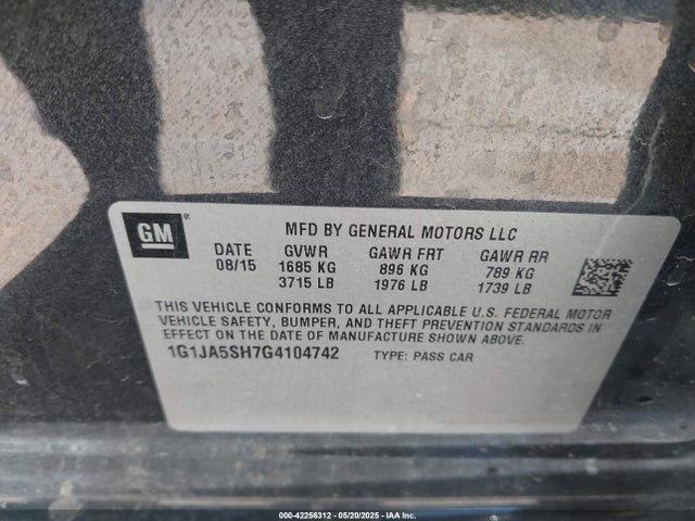 1G1JA5SH7G4104742 Chevrolet luw - e85 max