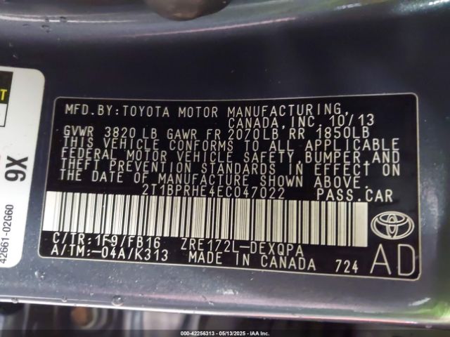 2T1BPRHE4EC047022 Toyota Corolla Le Eco