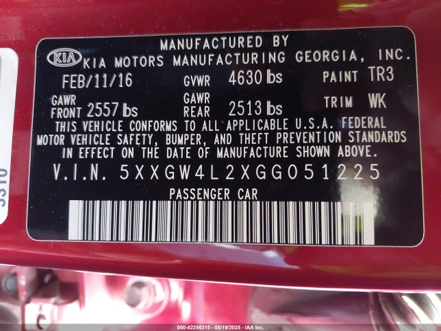 5XXGW4L2XGG051225 KIA t-gdi theta ii