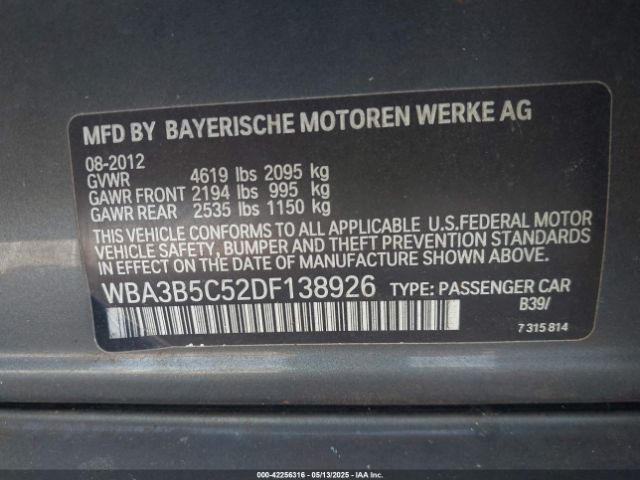 2013 BMW 328I WBA3B5C52DF138926 Photo 8