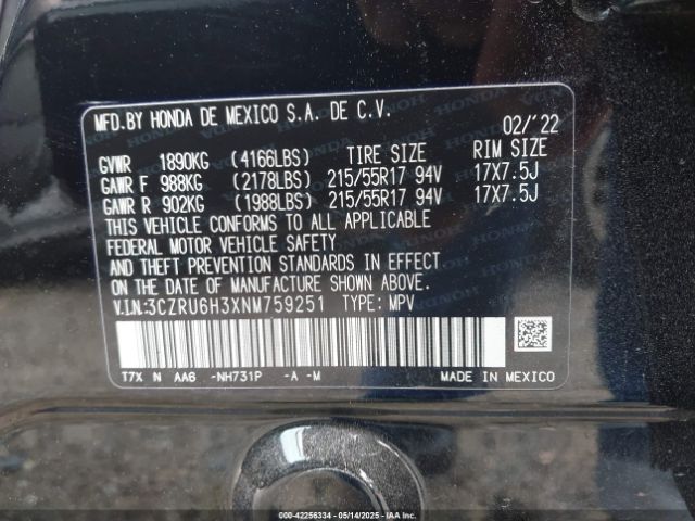 2022 HONDA HR-V 3CZRU6H3XNM759251 Photo 8