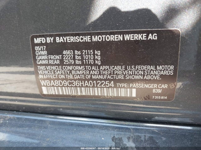 42256357 :رقم المزاد ، WBA8D9C36HA012254 vin ، 2017 Bmw 330i Xdrive مزاد بيع