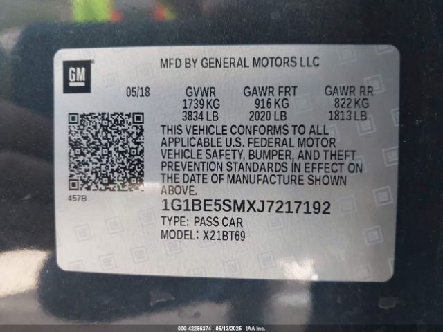 1G1BE5SMXJ7217192 Chevrolet Cruze Lt Auto