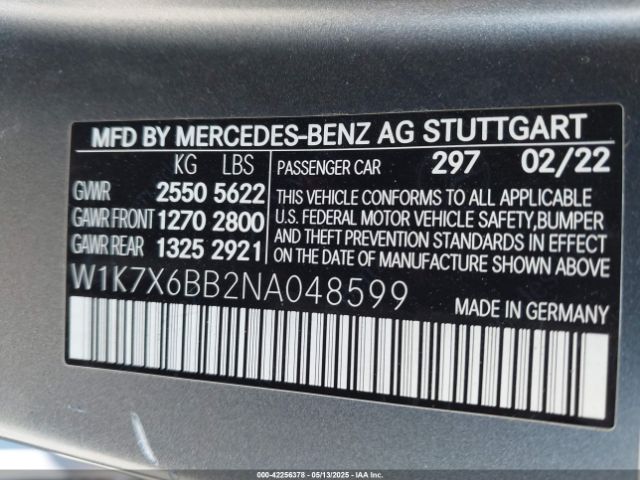 W1K7X6BB2NA048599 Mercedes-Benz Amg Gt 53 4-door Coupe