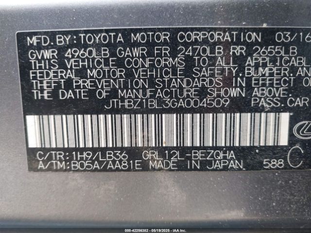 2016 LEXUS GS 350 JTHBZ1BL3GA004509 Photo 8