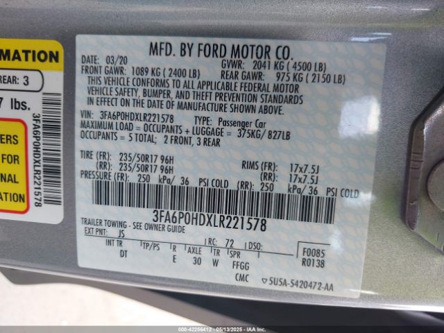 3FA6P0HDXLR221578 Ford 2020