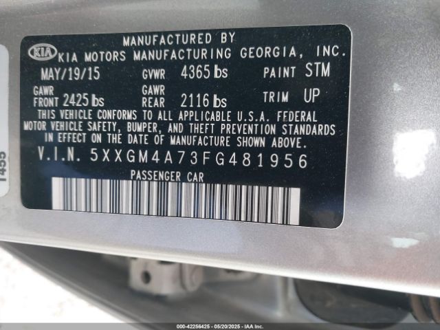 5XXGM4A73FG481956 KIA Optima Lx