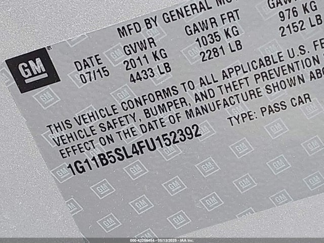 1G11B5SL4FU152392 Chevrolet MALIBU LS