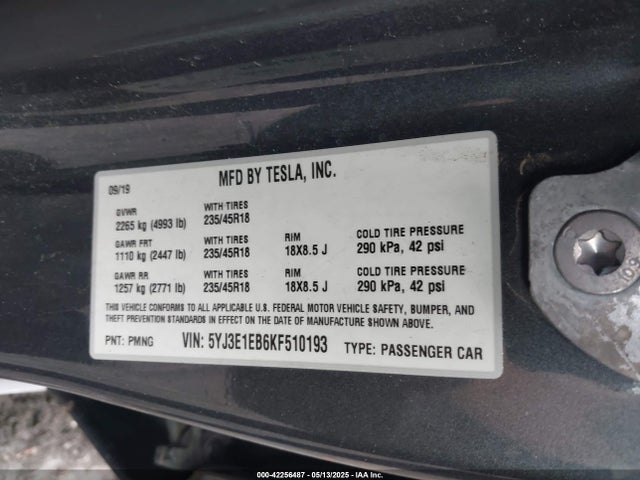 2019 TESLA MODEL 3 5YJ3E1EB6KF510193 Photo 8