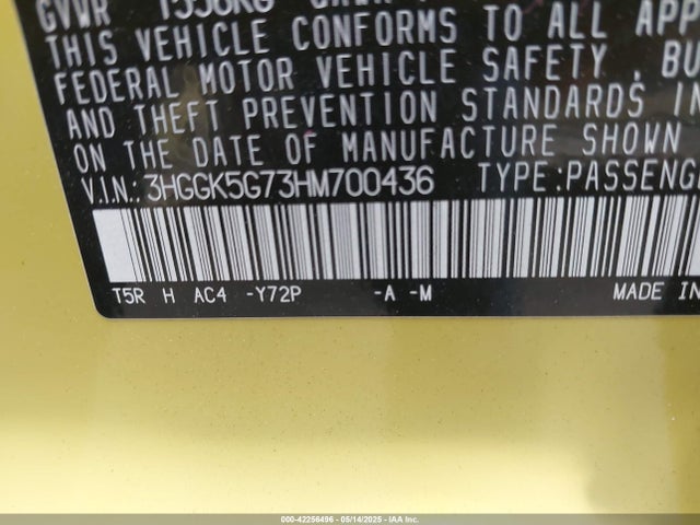 3HGGK5G73HM700436 Honda l15b1/l15b3