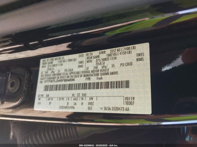 1FTFW7LD9RFB84896 Ford 2024
