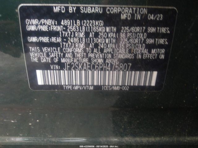 2023 SUBARU FORESTER JF2SKAEC6PH475807 Photo 8