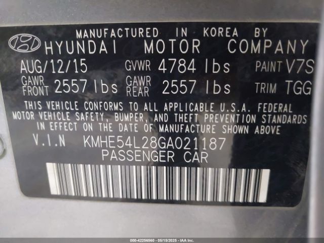 KMHE54L28GA021187 Hyundai gdi nu