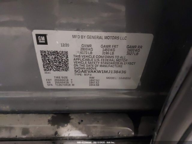 5GAEVAKW1MJ138436 Buick Enclave Awd Essence