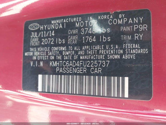 KMHTC6AD4FU225737 Hyundai Veloster