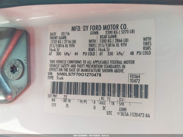 NM0LS7F70G1270478 Ford 2016