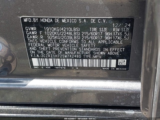 3CZRZ1H72SM742480 Honda k20z5