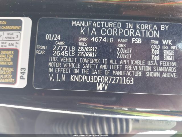 KNDPU3DF0R7271163 KIA Sportage Lx