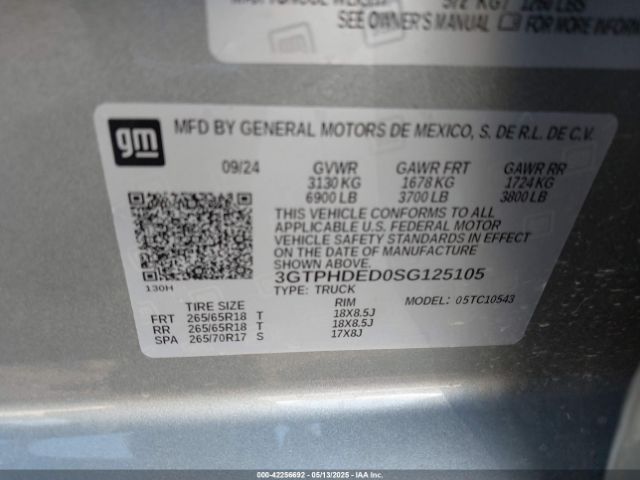 3GTPHDED0SG125105 GMC Sierra 1500 2wd  Short Box Slt