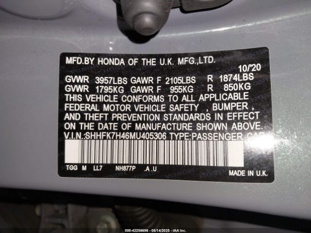 2021 HONDA CIVIC SHHFK7H46MU405306 Photo 8