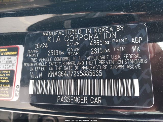 KNAG64J72S5335635 KIA K5 Gt-line