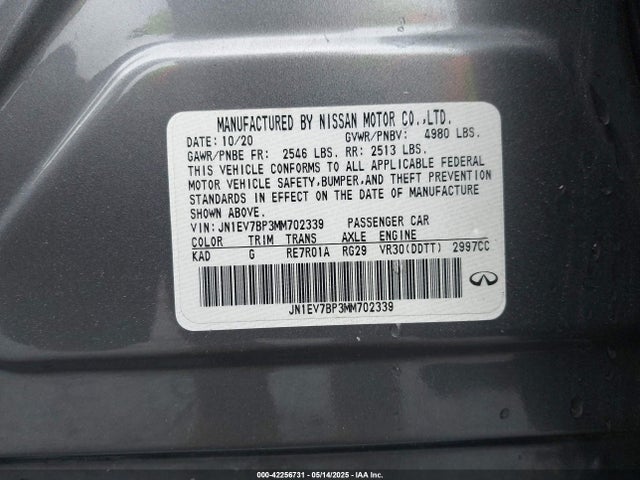 JN1EV7BP3MM702339 Infiniti 3.0l t