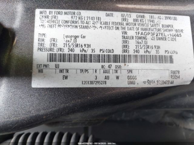 1FADP3F27EL116685 Ford FOCUS SE