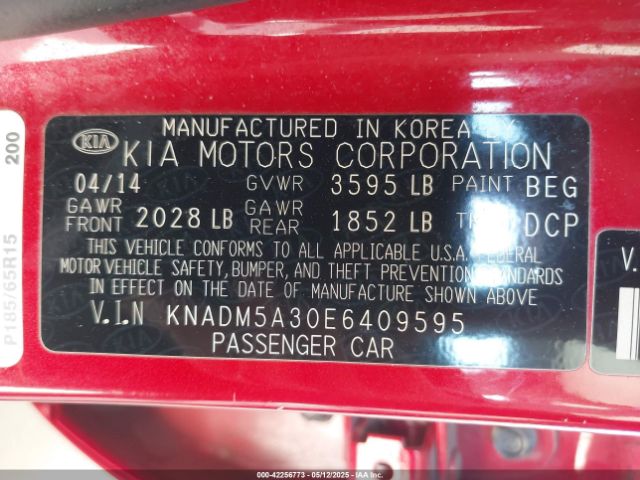 KNADM5A30E6409595 KIA RIO LX