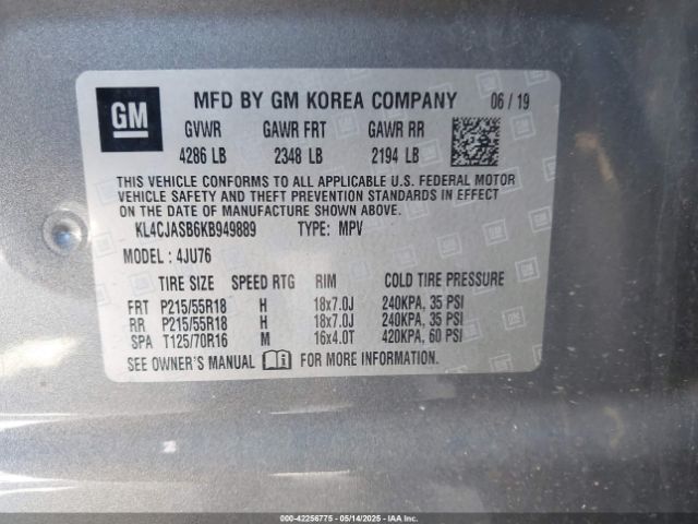 KL4CJASB6KB949889 Buick Encore Fwd Preferred