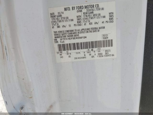 1FTFX1EF5EKE66124 Ford F-150 Xlt