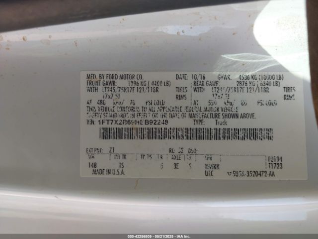 1FT7X2B69HEB92248 Ford F-250 Xl