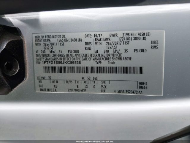 1FTFX1E56JKC56536 Ford F-150 Xl
