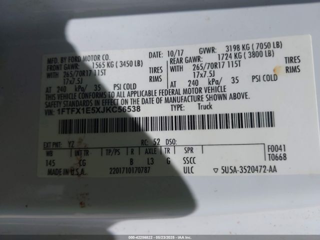 1FTFX1E5XJKC56538 Ford F-150 Xl